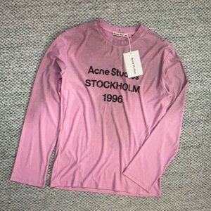 Acne Studios Men’s Logo Sleeve Tee in Pink